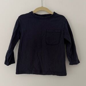 Zara Classic Navy Kids Long Sleeve Tee Shirt Crew Neck 100% Cotton -18-24 m